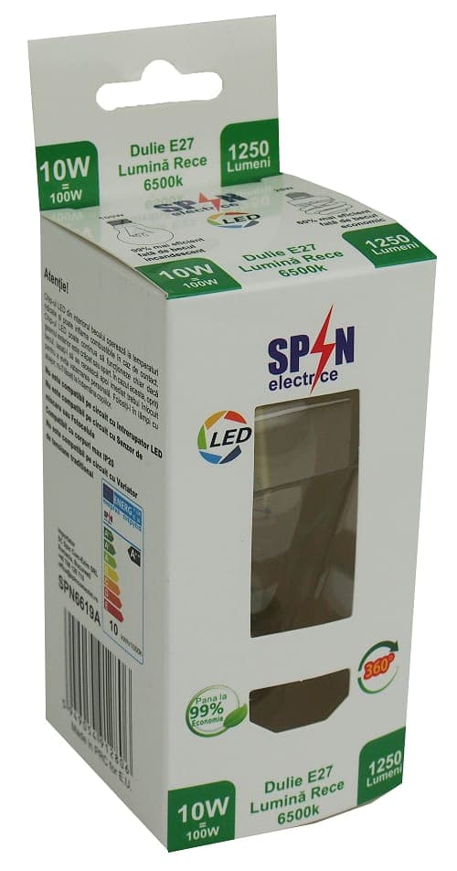 Bec Filament E27, model A60, 10W=100W, 3000K, lumina calda