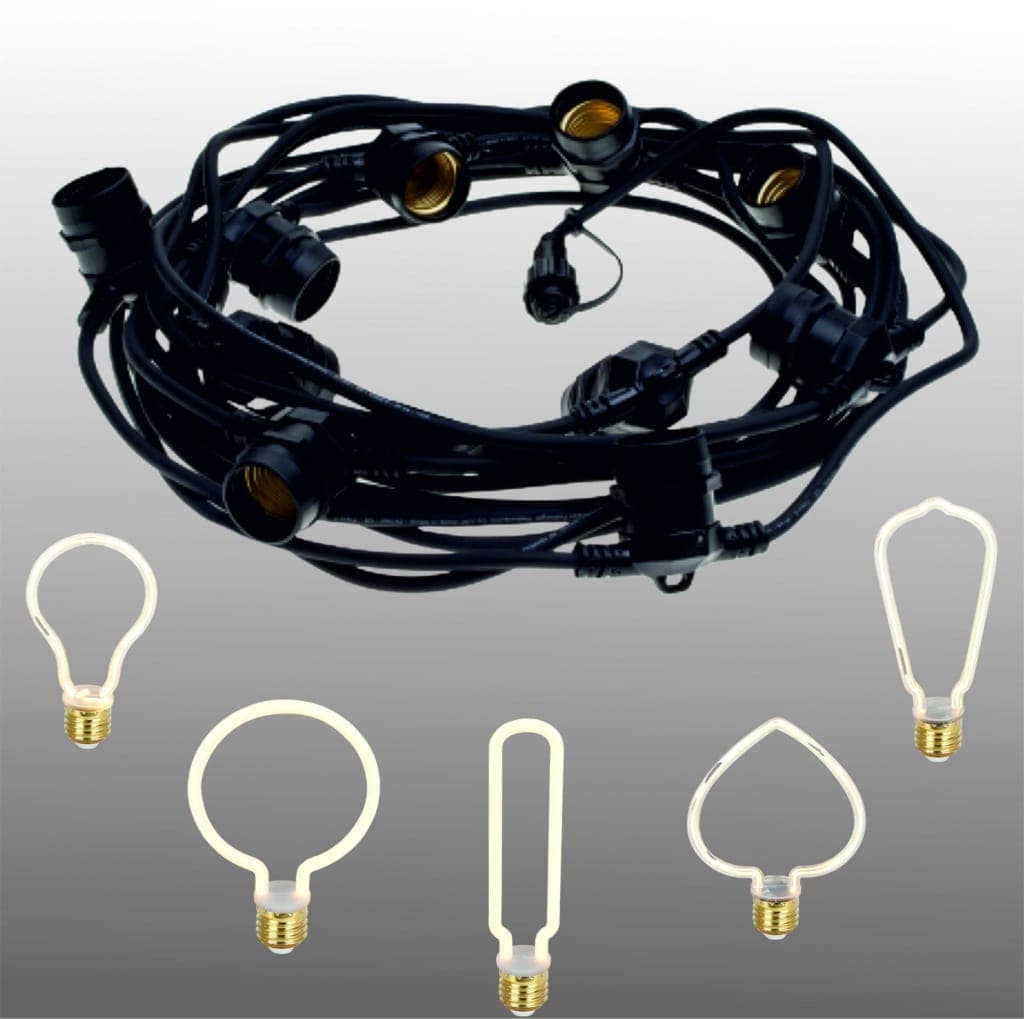 Pachet ghirlanda 10m, E27, IP65 cu 10 becuri LED 4W