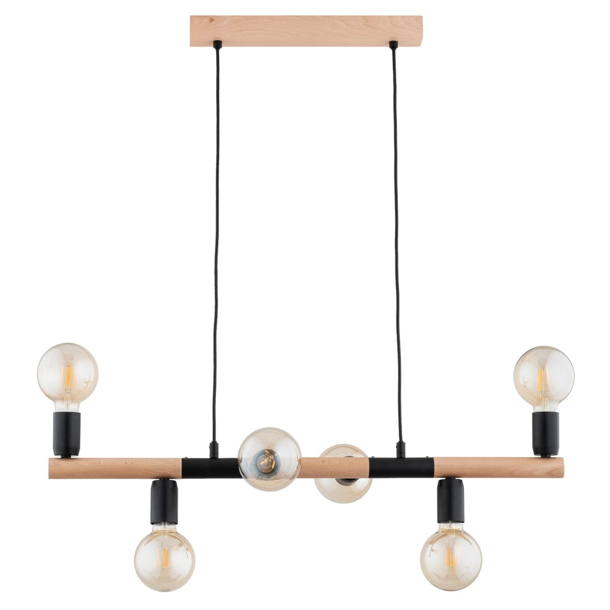 Lustra Pendul Alfa Lido Lemn & Neagra 6xE27