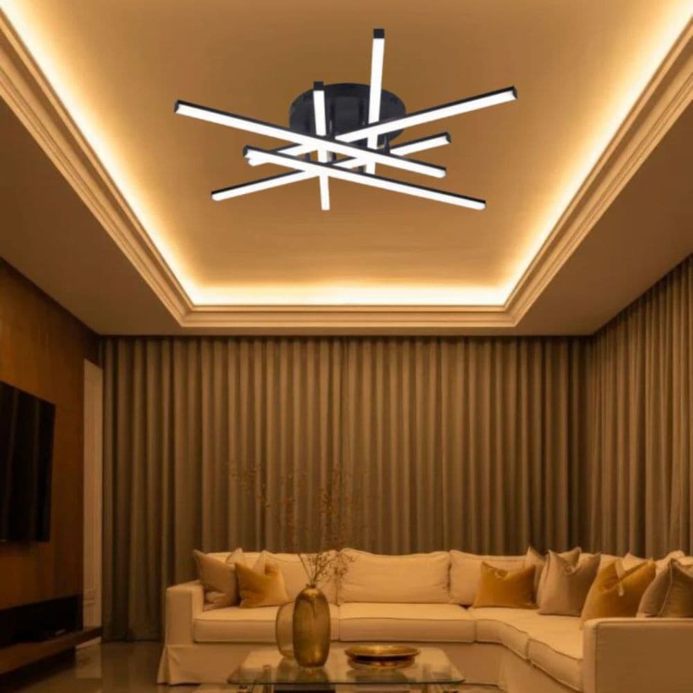 LUSTRA LED AXIS NEGRU 6 BRATE 73W 5040LM 600*600*120mm