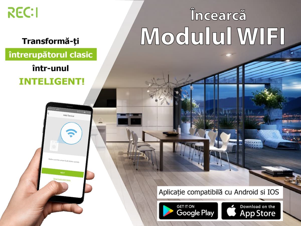 Modul de control Wi-Fi pentru intrerupator, 2.4Ghz, compatibil smartphone