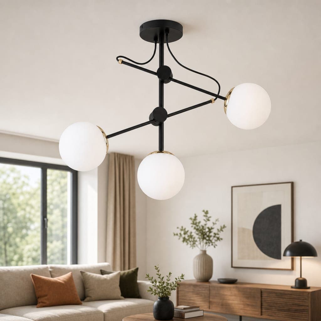 Lustra Alfa Olimp Neagra & Aurie 3 X E14
