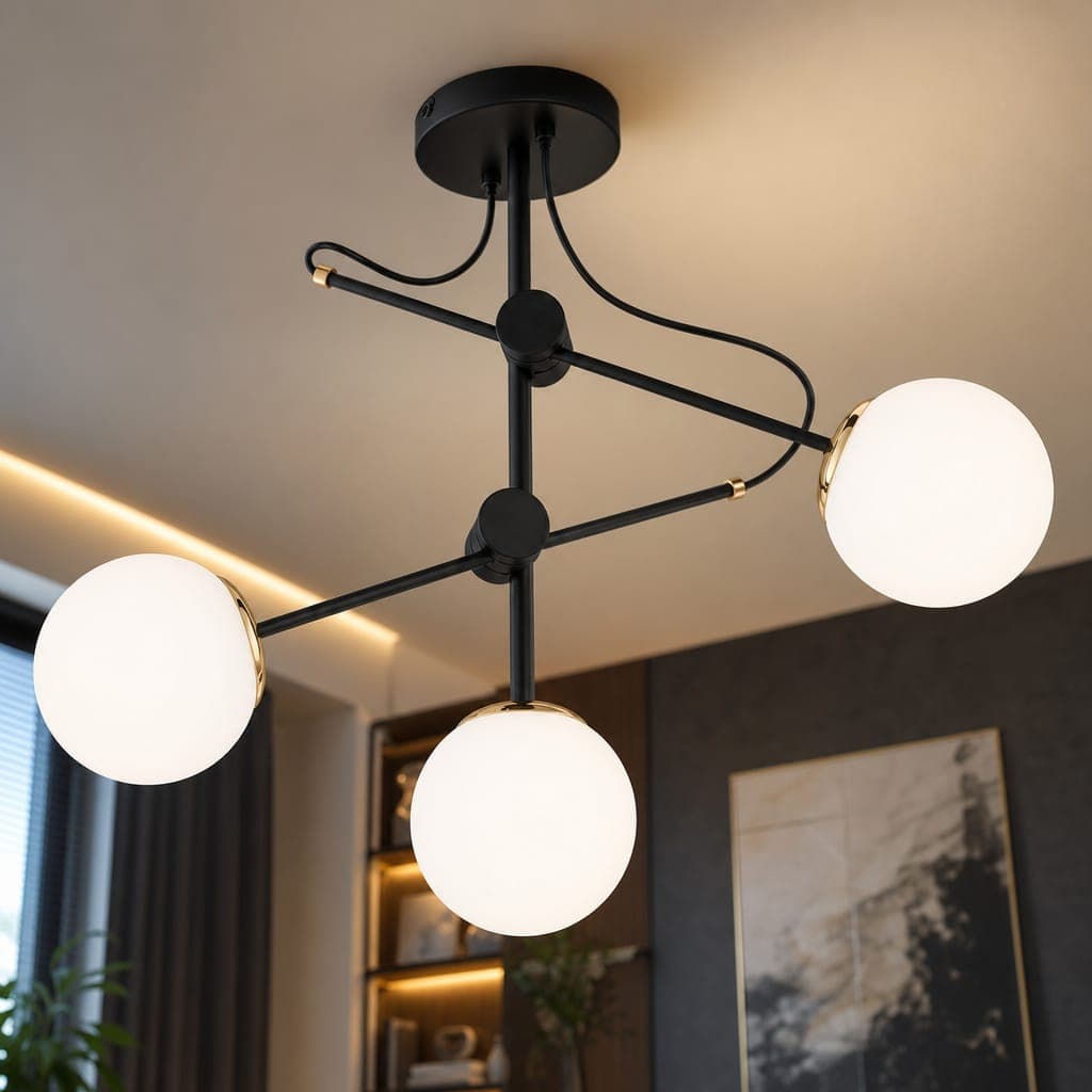 Lustra Alfa Olimp Neagra & Aurie 3 X E14