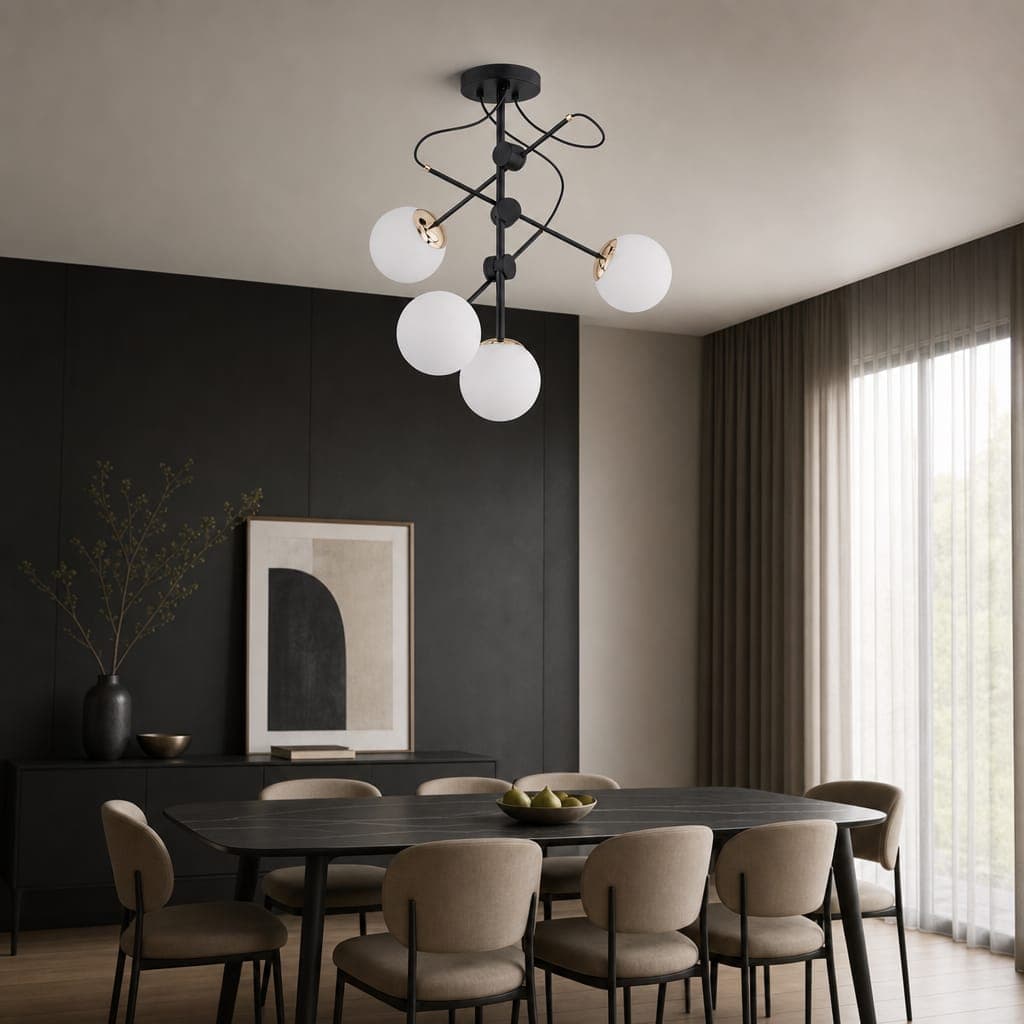 Lustra Alfa Olimp Neagra & Aurie 4 X E14