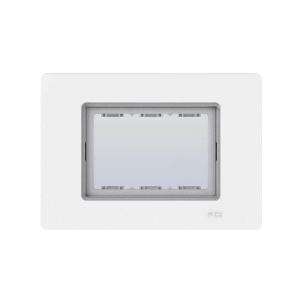 Rama etans 3 module, Alb lucios, IP55, Gewiss System Pura GWC25451