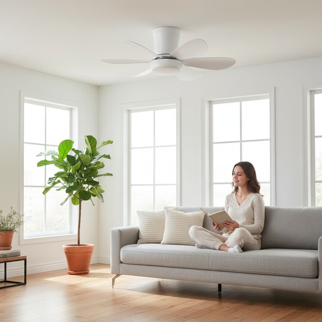 Lustra LED Cu Ventilator si telecomanda 12W Alba