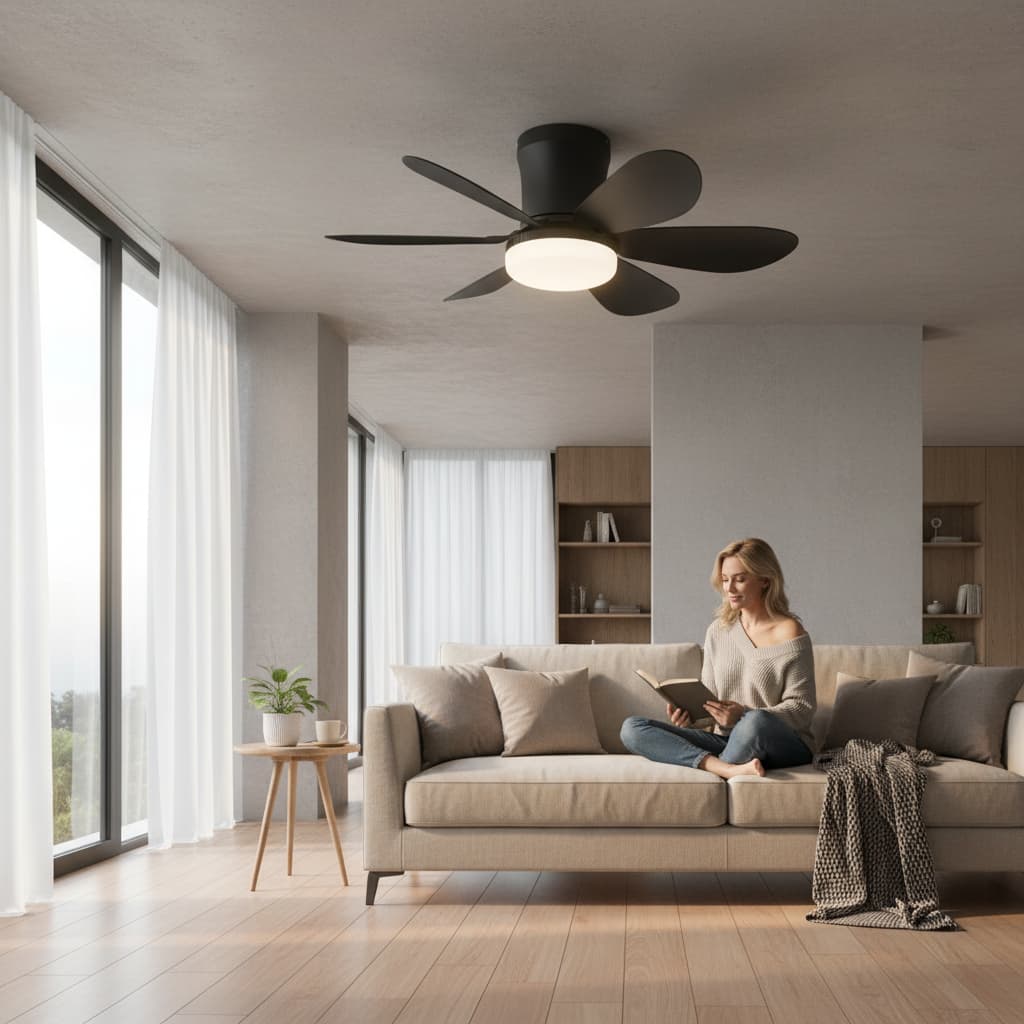 Lustra LED Cu Ventilator si telecomanda 12W Neagra