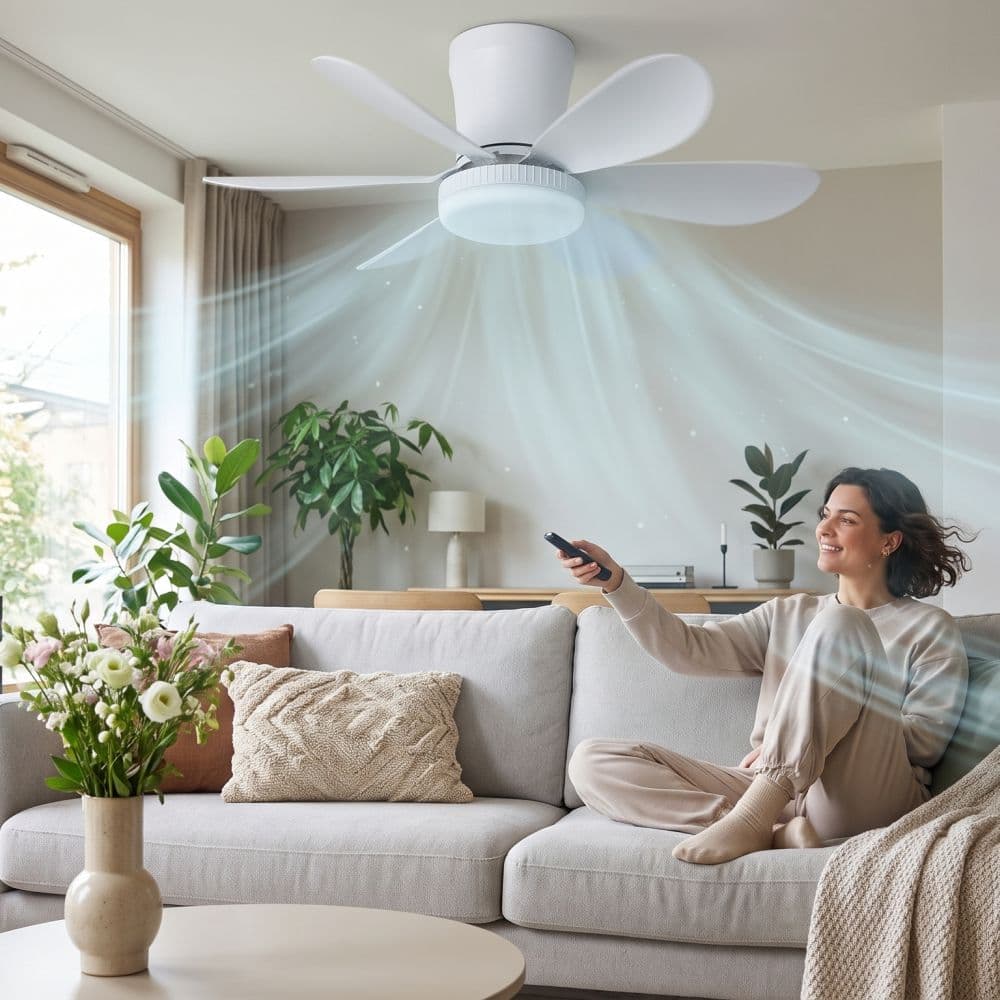 Lustra LED Cu Ventilator si telecomanda 12W Alba