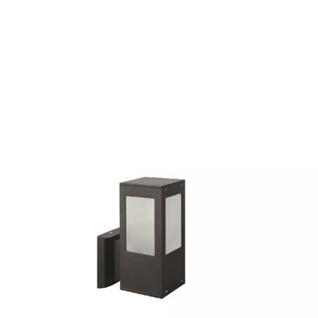 Stalp de gradina negru patrat,difuzor sticla, 90x200x150mm