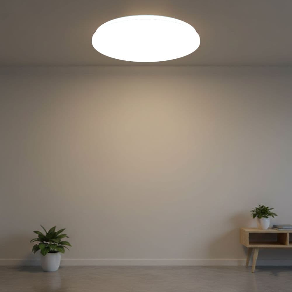 Plafoniera LED slim Milky 32W=280W, 375x60mm, 6500k, lumina rece