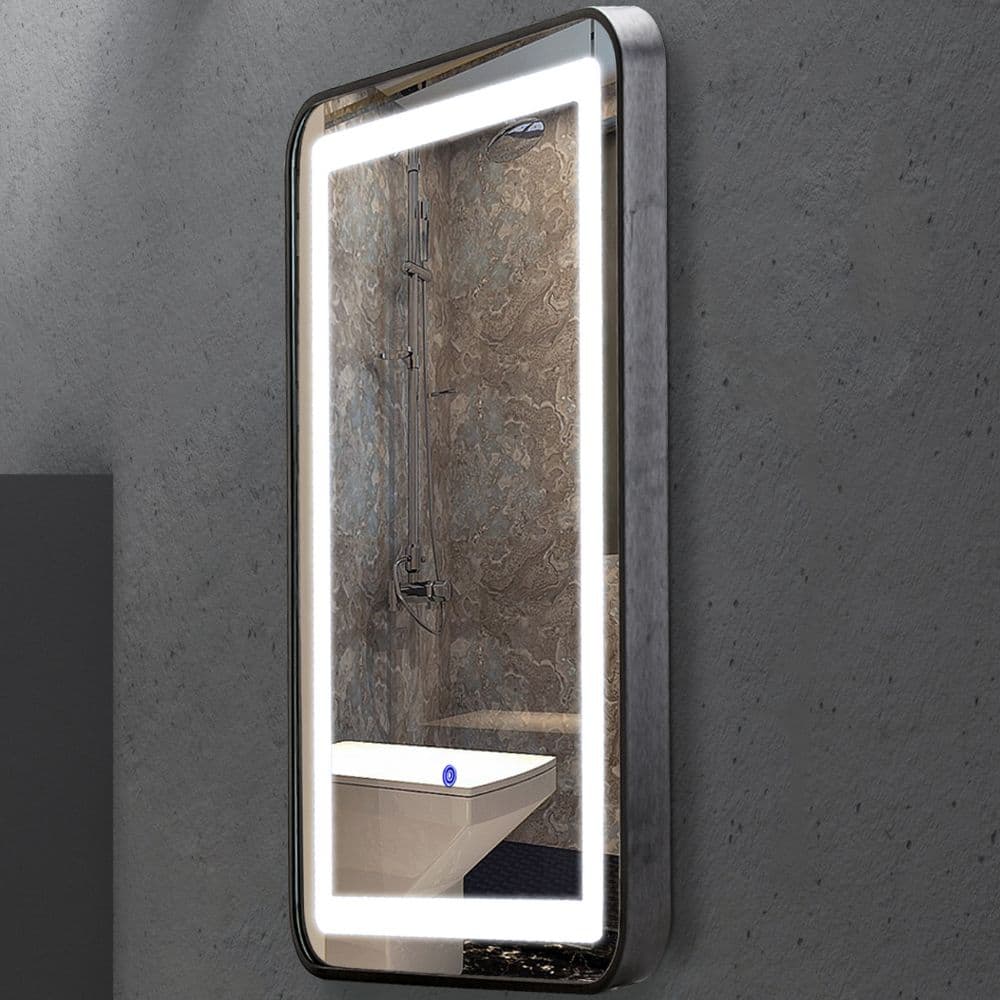 Oglinda baie led cu rama neagra si intrerupator touch 15W 1680lm 4000K 500x700mm