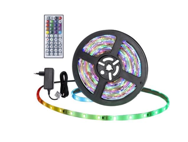 Kit BANDA LED 12V RGB 10W/M IP65 54LED/M 5050 CU TELECOMANDA+alimentator