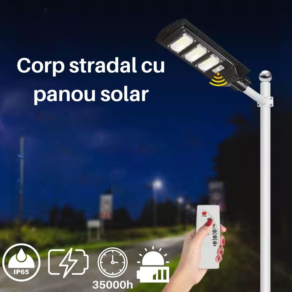 Lampa solara stradala , PanouMonocristalin Integrat si telecomanda - 150W/6400k