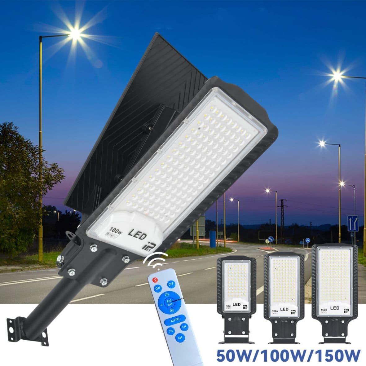 Lampa solara cu panou detasabil 150w , senzor crepuscular si proximitate si telecomanda