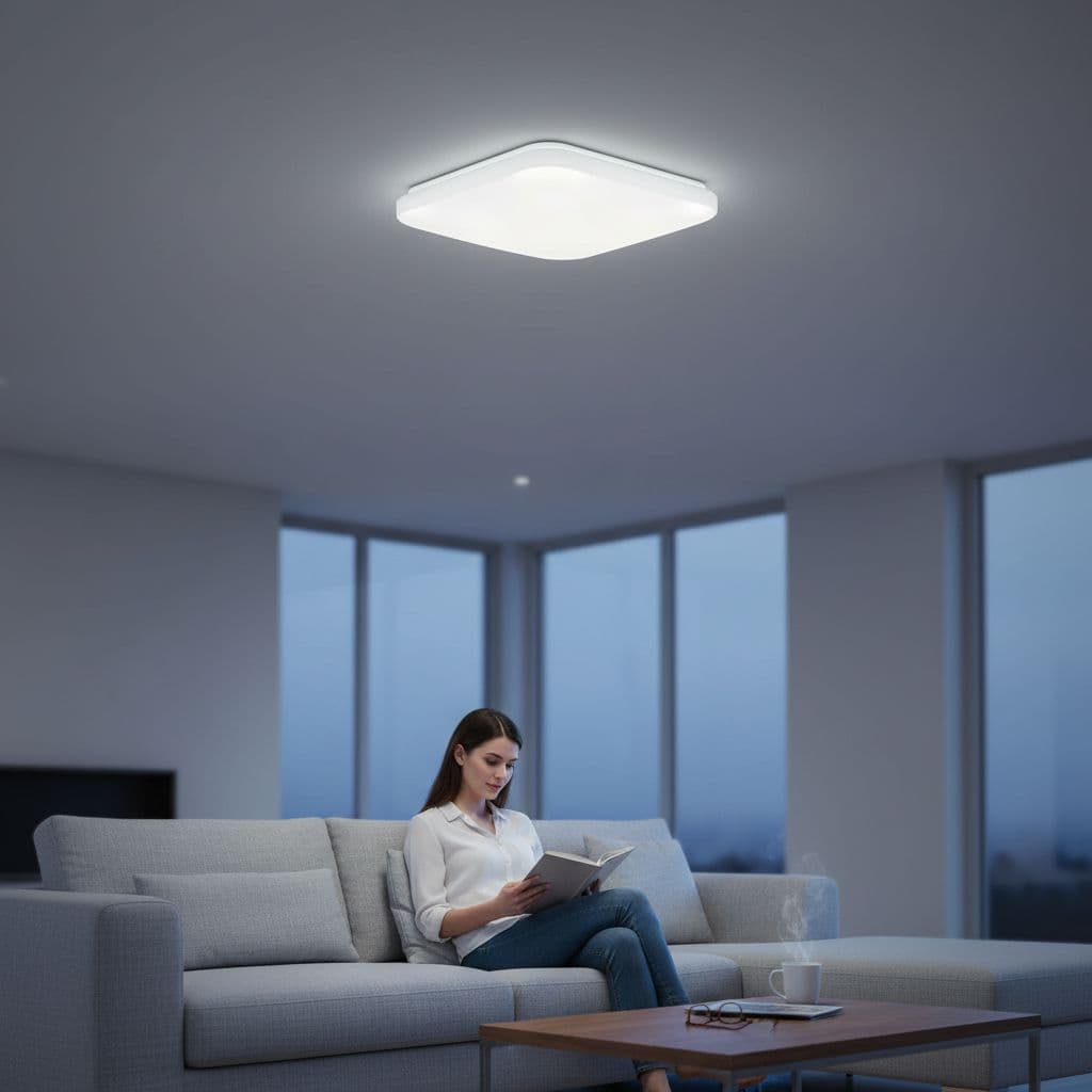 Plafoniera LED Slim Milky 18W=160W, 275x275 mm, 6500K, lumina rece