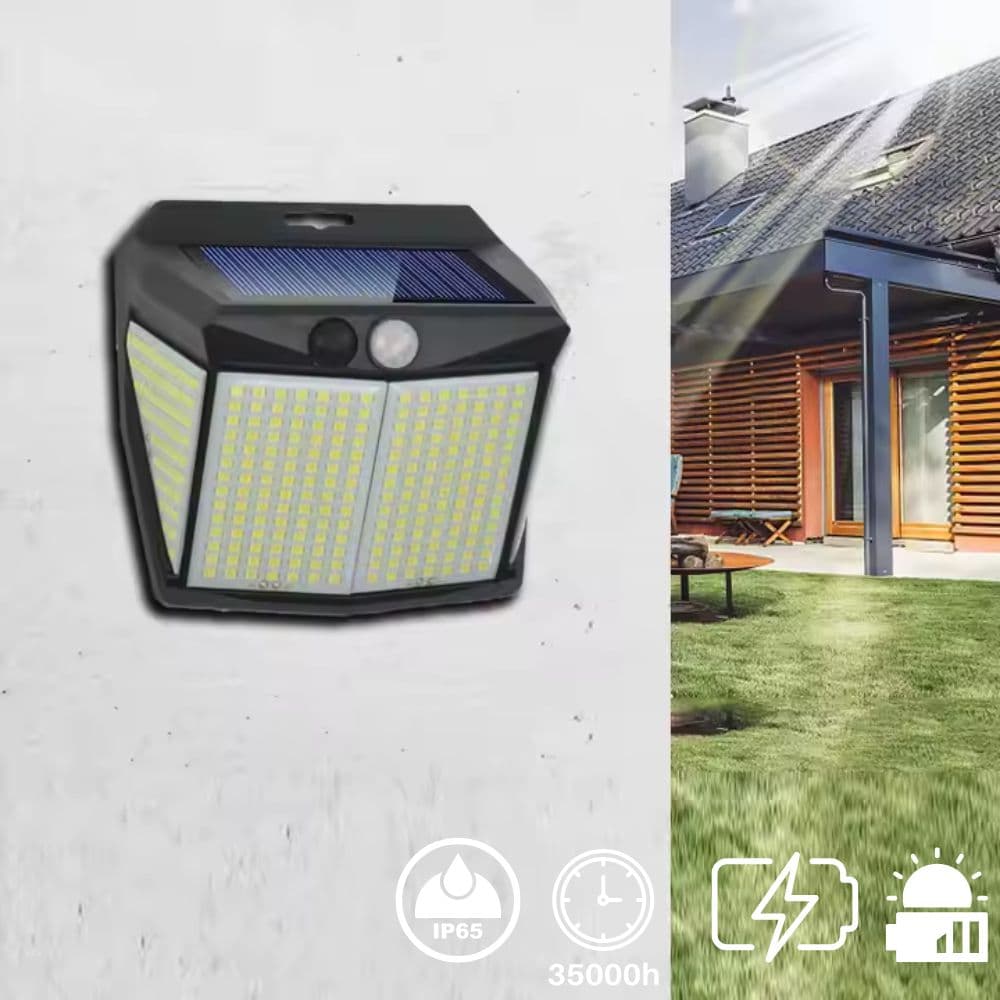 Aplica LED perete cu panou solar si senzor 10W lumina rece