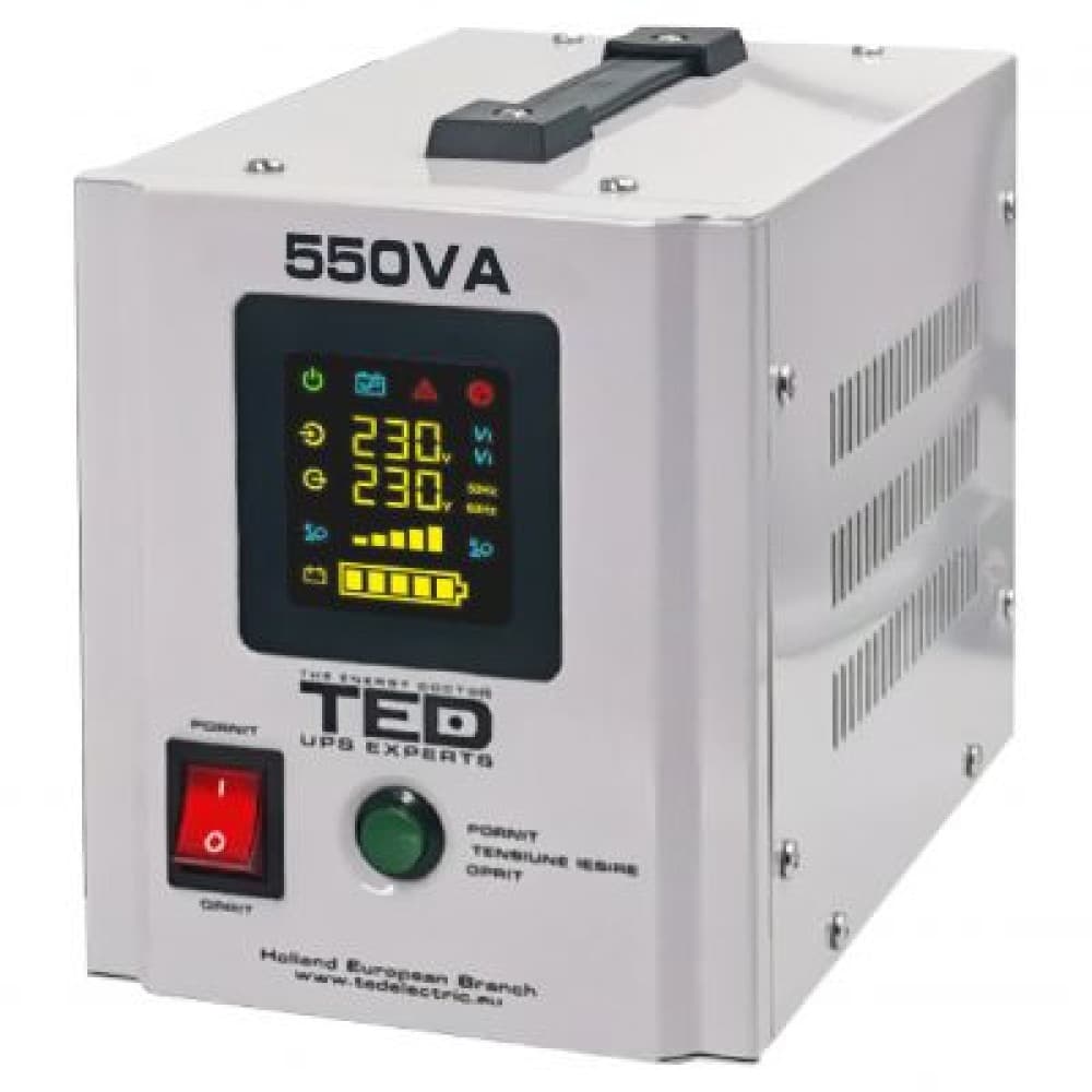 UPS centrala termica 550VA/300W RUNTIME EXTINS TED0000354 cu Ecran LCD si Sinusoidala Pura - fara acumulatori