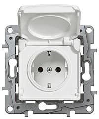 Priza Schuko simpla 2P+T cu capac, Legrand Niloe 664747