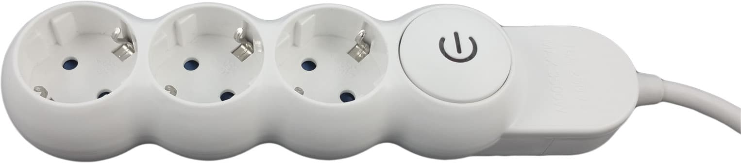 Prelungitor cu 3 prize si intrerupator cu contact de protectie