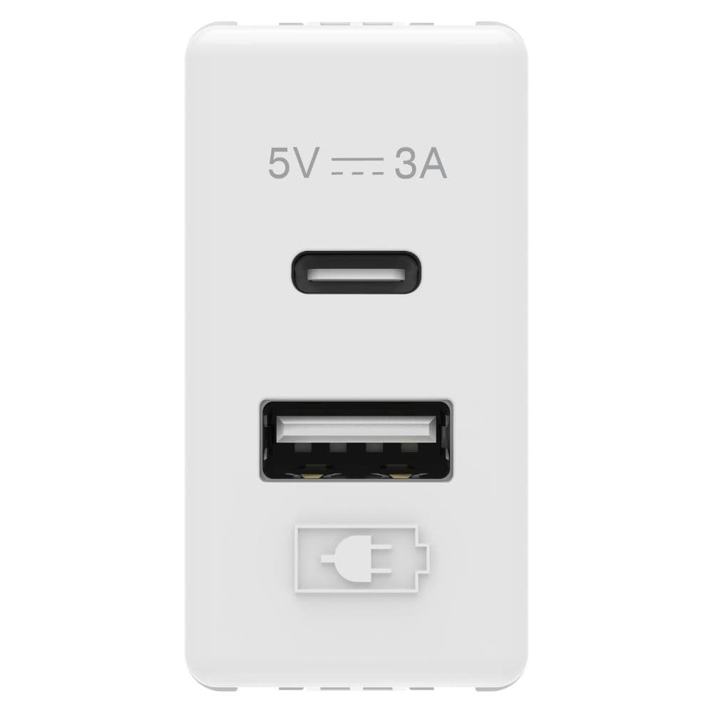 Priza USB - TIP A+C gewiss system alb GW20363