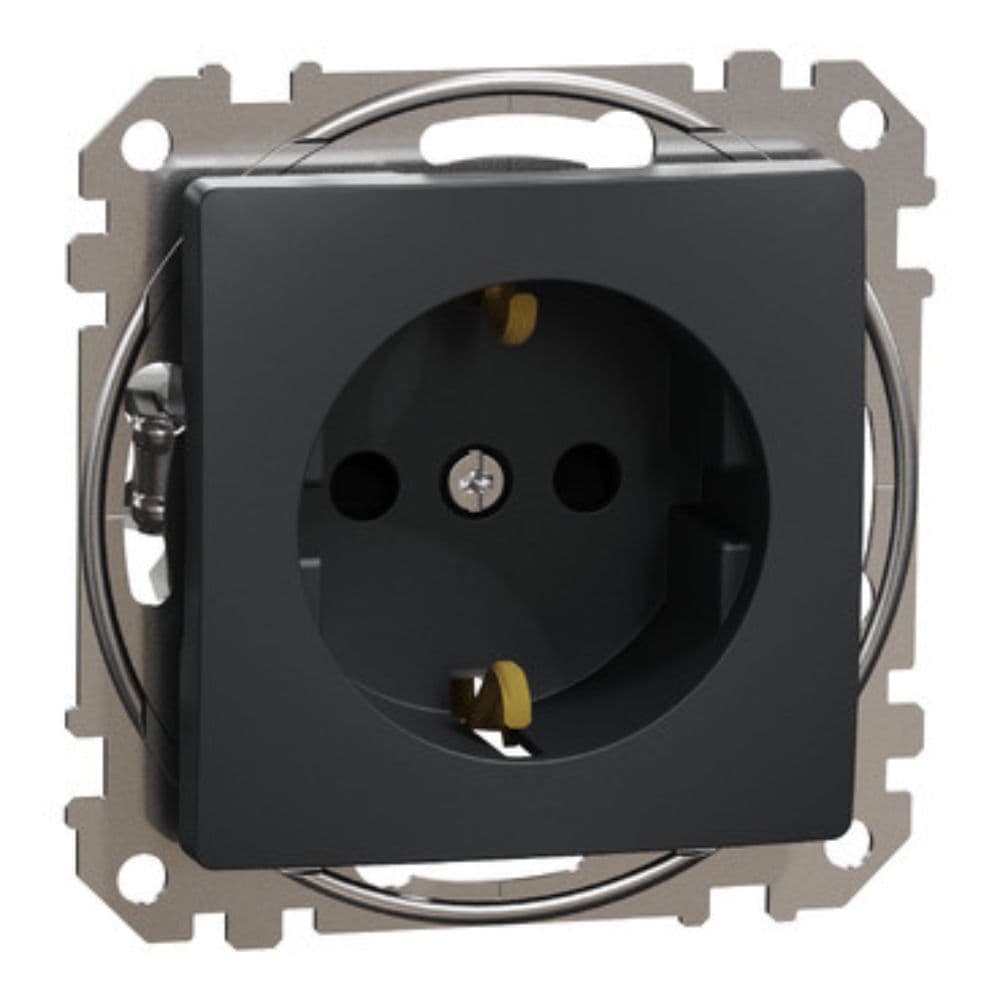 Priza simpla cu impamantare gri antracit Sedna Design Schneider SDD114021
