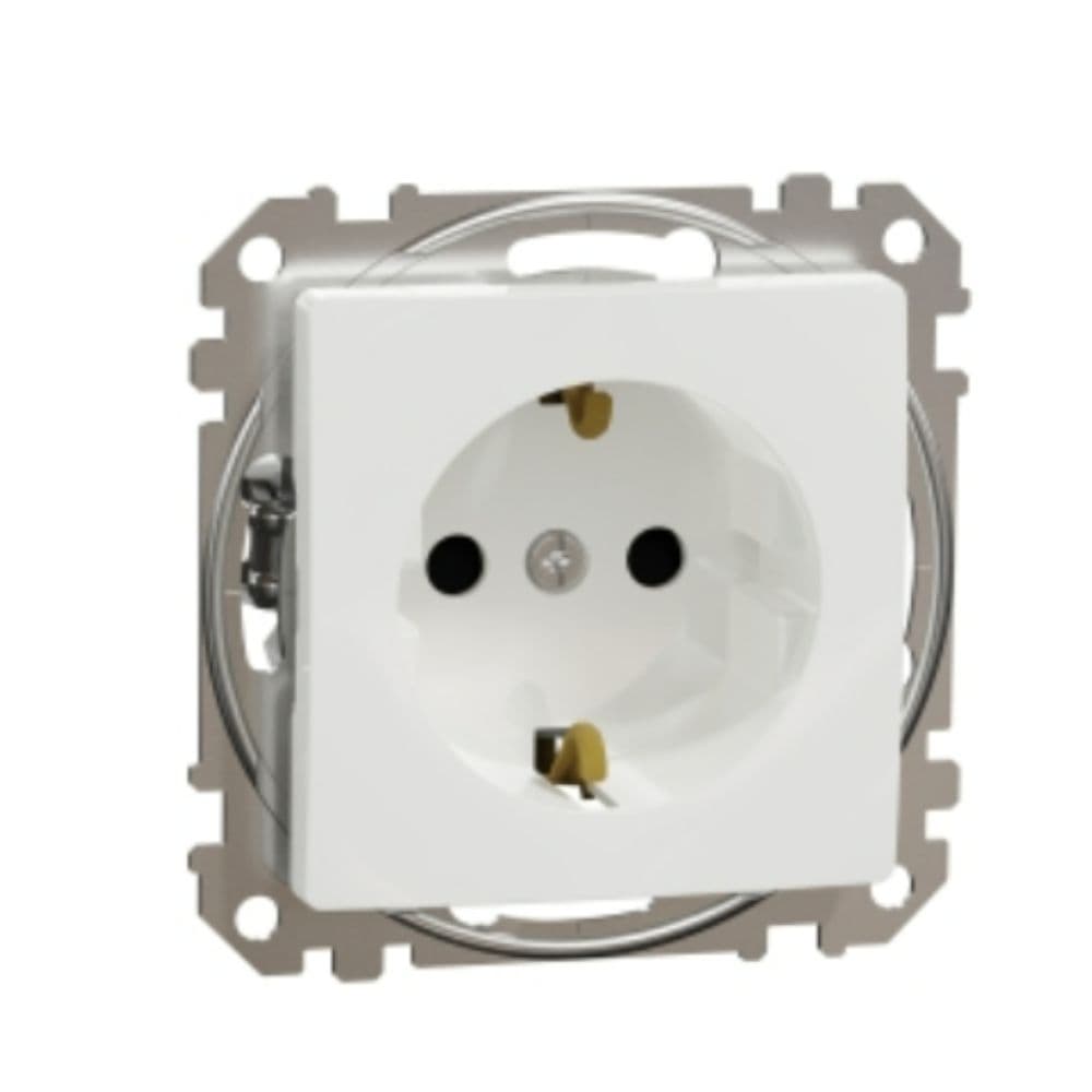 Priza simpla cu impamantare alb Sedna Design Schneider SDD111021