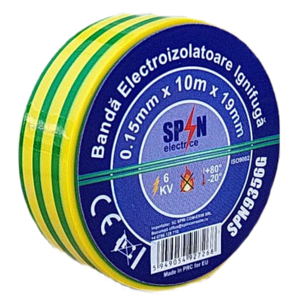 Banda Izolier Galben-Verde Ignifuga 19X0.15mm 10M
