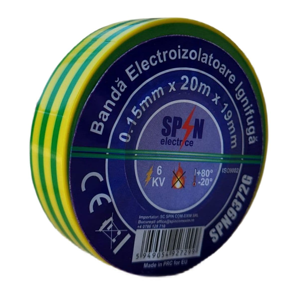 Banda Izolier Galben-Verde Ignifuga 19X0.15mm 20M