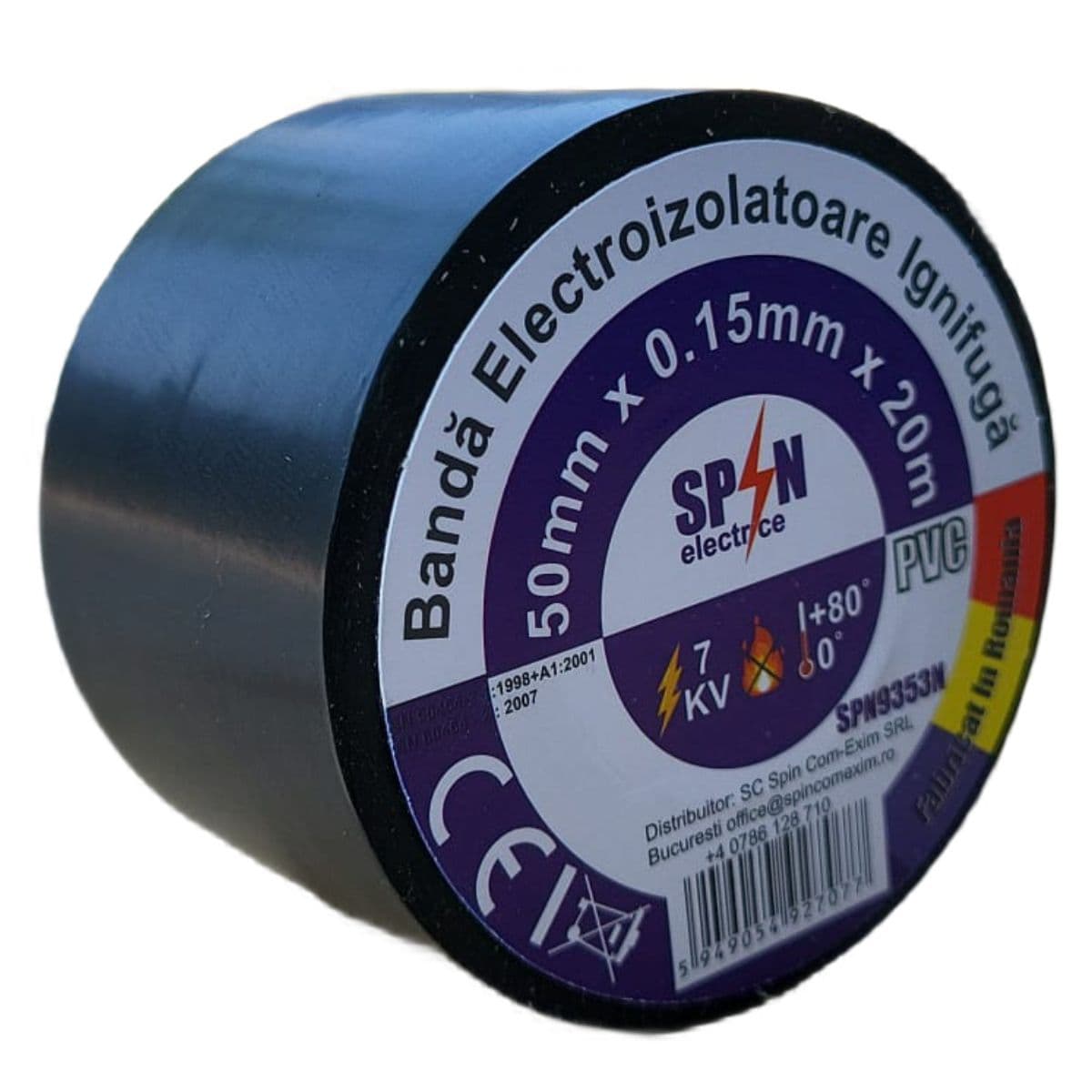 Banda Izolier Neagra Ignifuga Lata 50X0.15mm 20M