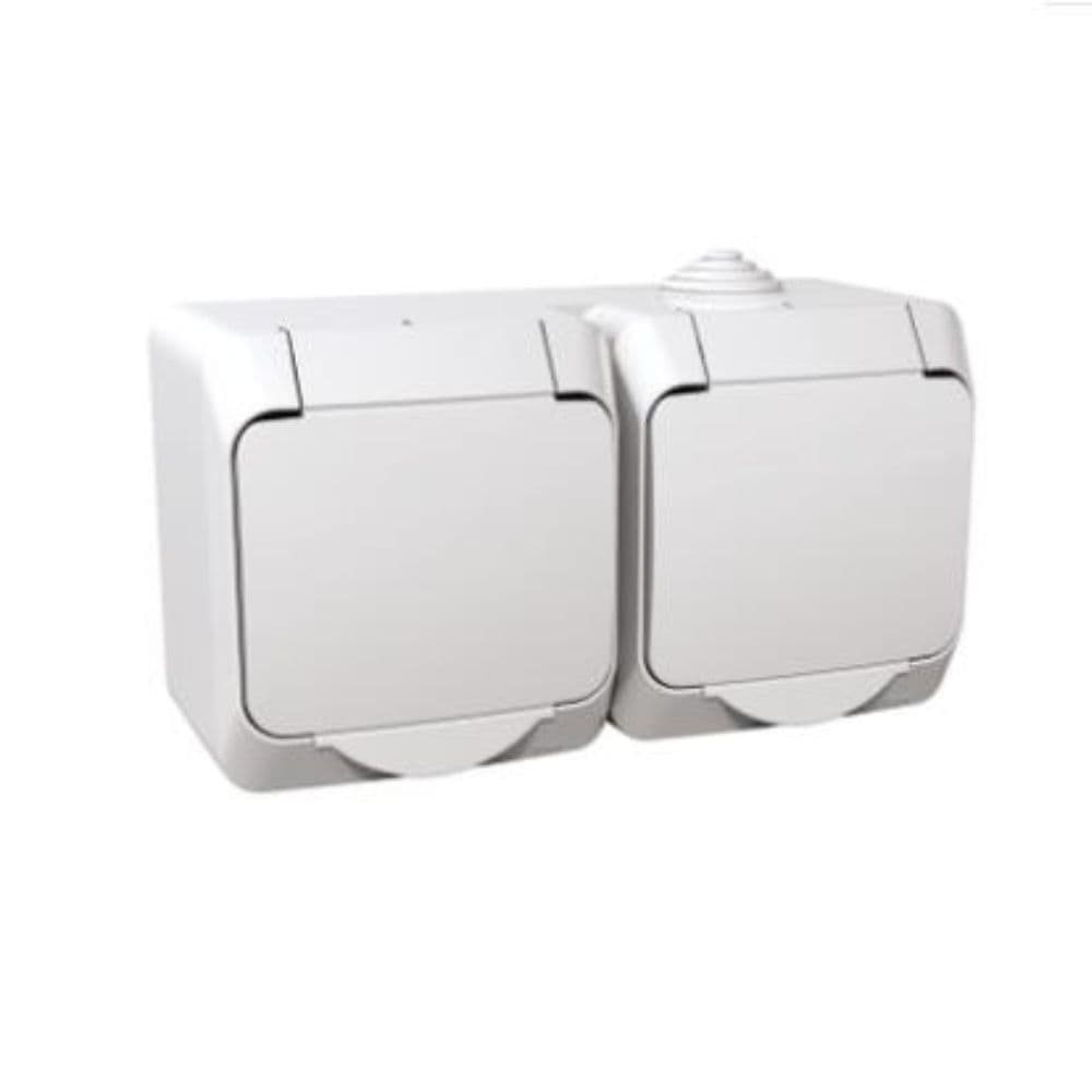 Priza dubla cu capac alb schneider cedar PT IP44