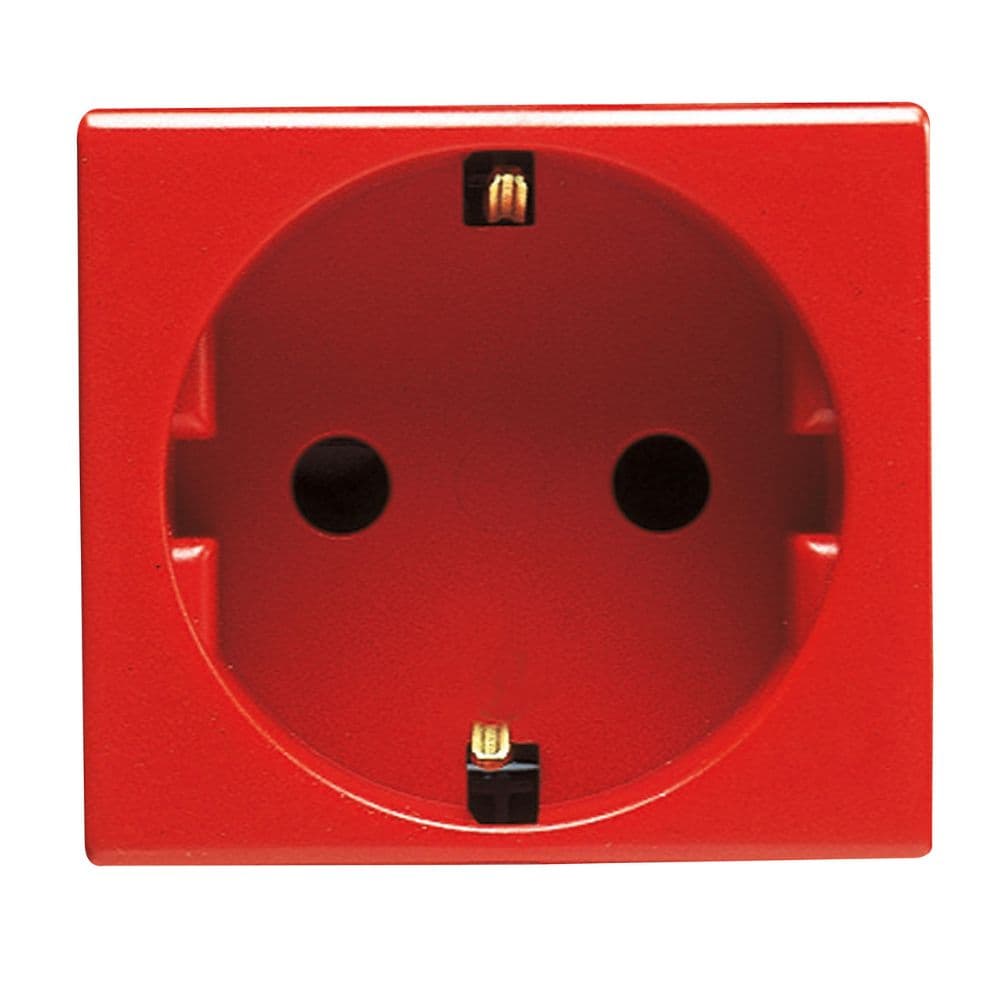 Priza modulara rosie 250V c.a. - PENTRU LINII DEDICATE - 2P+E 16A - 2 MODULE - ROȘU - SISTEM