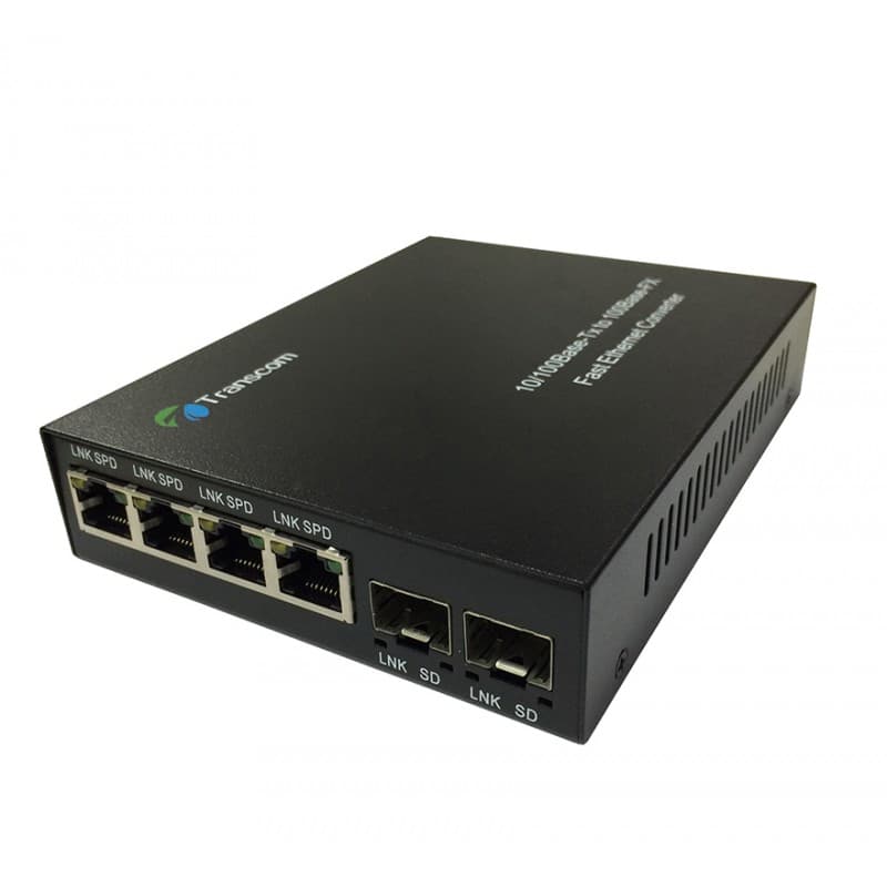 Mediaconvertor 10/100/1000M 4 port RJ45, 2 SLOT SFP - TRANSCOM