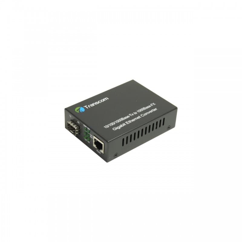 Mediaconvertor 10/100/1000M 1 port RJ45, 1 SLOT SFP, alimentare 12V - TRANSCOM