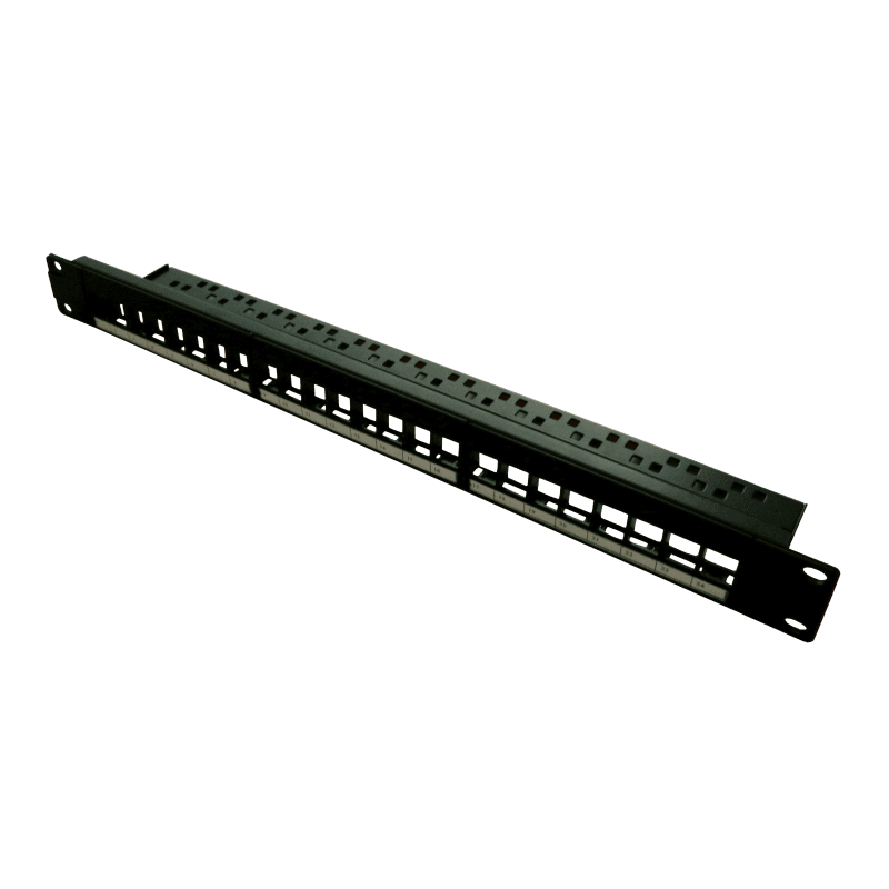 Patch panel 24 porturi, 1U, neechipat, suport de cabluri integrat, black - EMTEX
